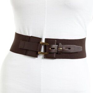 Nautica Belt Womens Accessories Elastic Chocolate/Ant Brass Size XLarge New